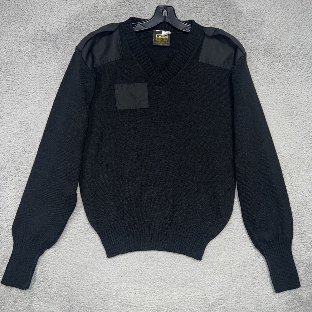 VTG Citadel Sweater Men's Size‎ XL Black Commando Patch Military V Neck Pullover